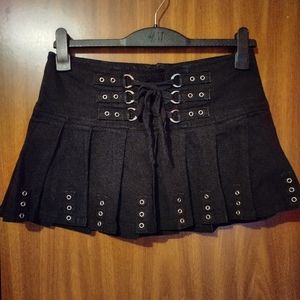 Royal Bones by TRIPP Black Denim Mini Skirt.